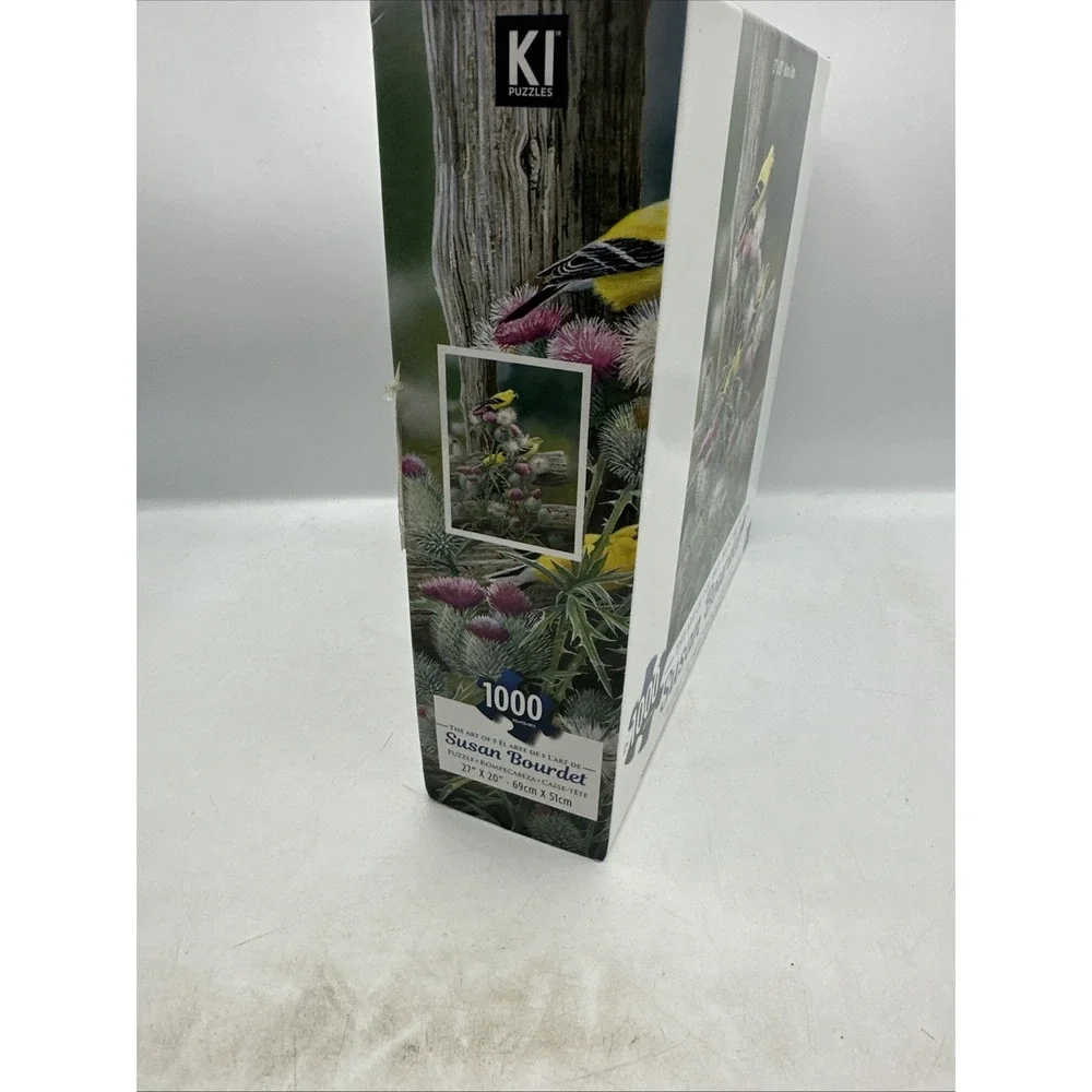 Susan‎ Bourdet Goldfinches & Bullthistle 1000 Pc Puzzle Used KI Brand W/ Poster